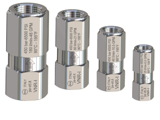 Обратный клапан PA VNR-I (1/2"г-1/2"г, 450бар, 80л/мин, нерж)