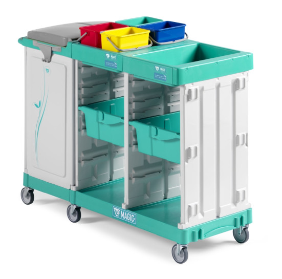 Тележка TTS Magic Line 400P (4х4л, 2 выдвиж. ящика, держ. мешка 150л)